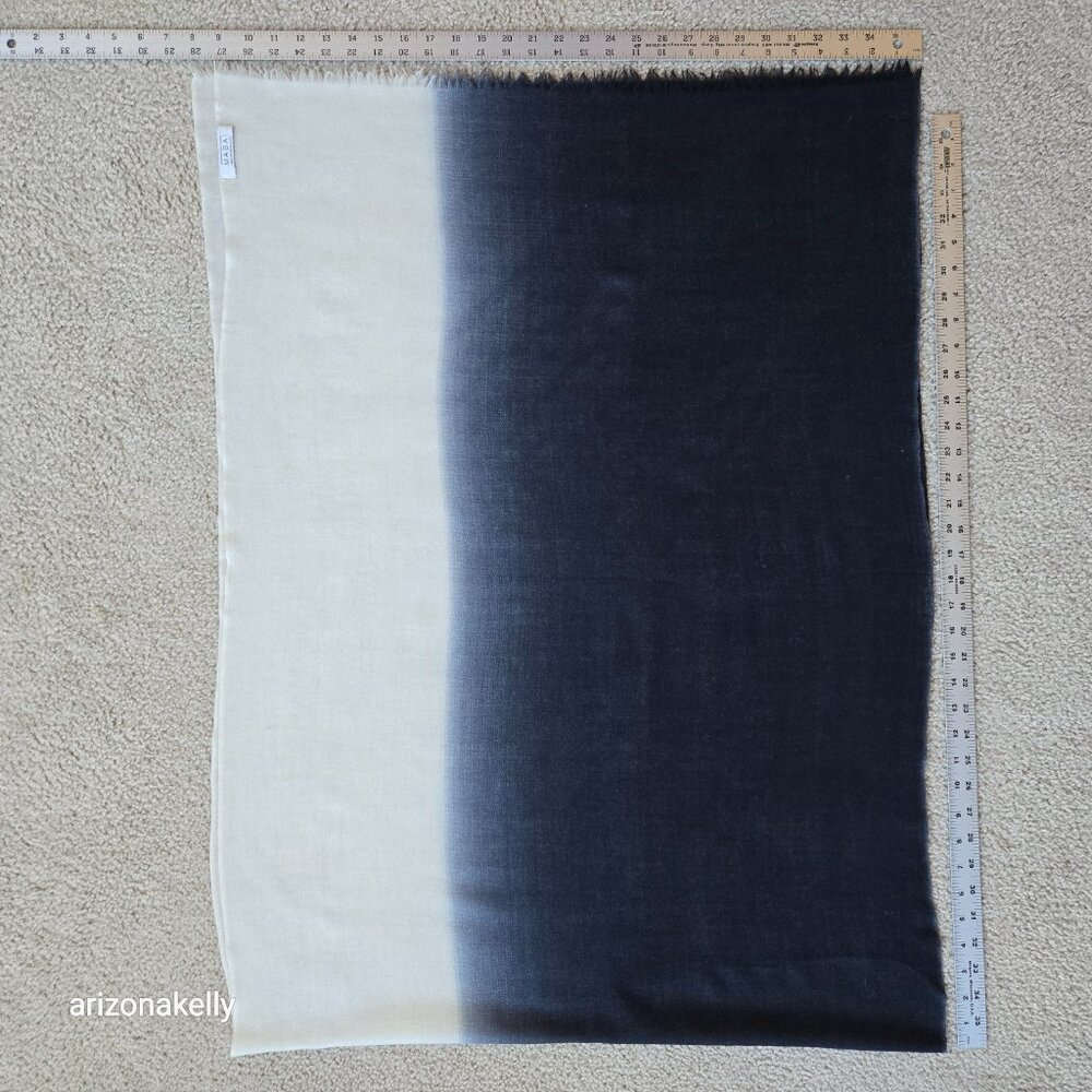 Masai Copenhagen Wool Scarf Gradient Ombre Lightweight Black White - Picture 4 of 10